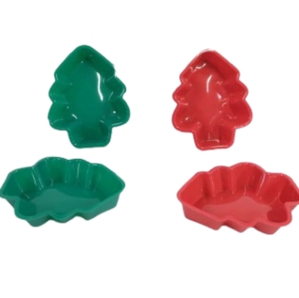 Christmas Tree Silicone Baking Molds Set - Red and Green Set Of 24